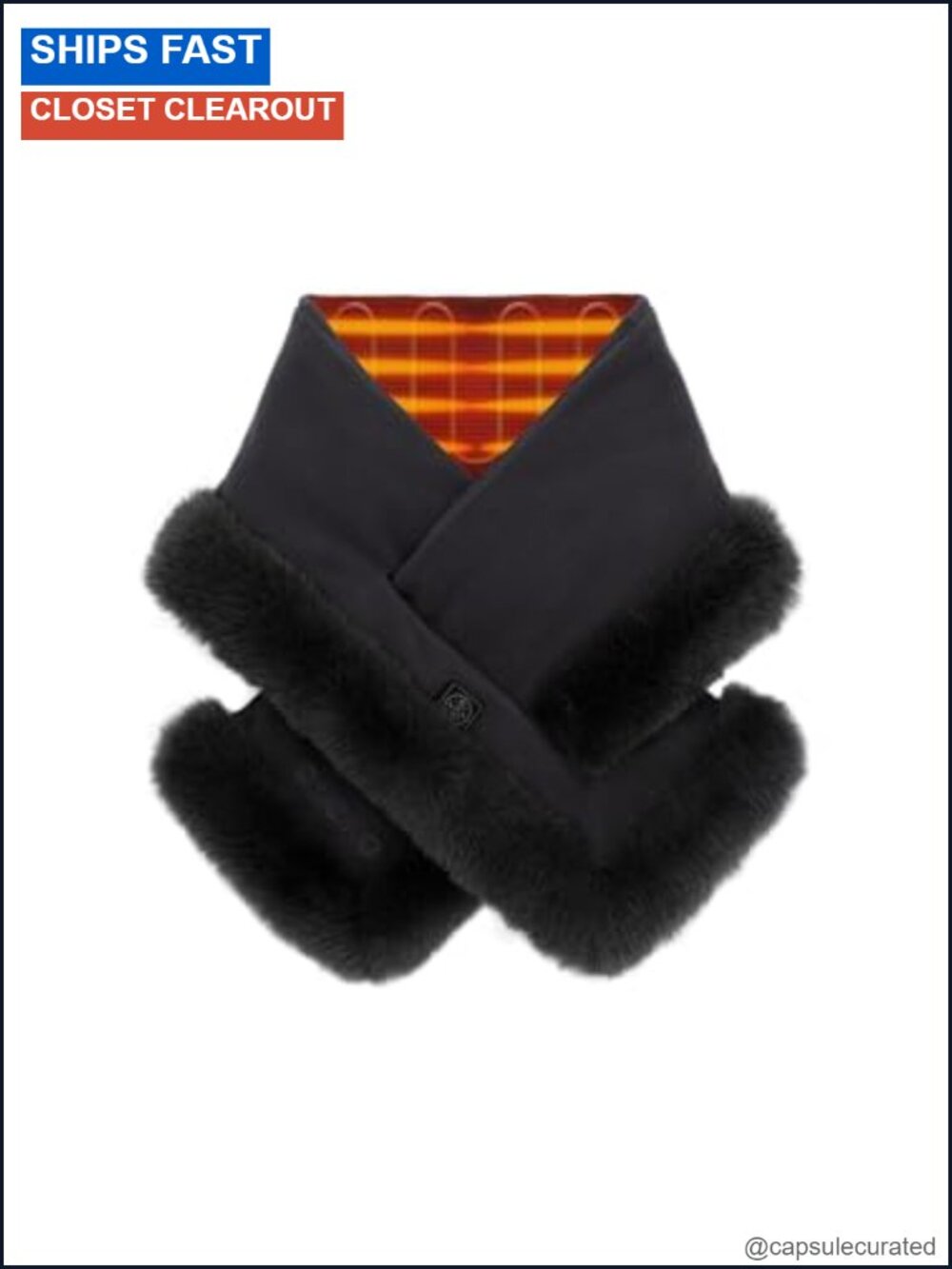 Faux Fur Fleece Heated Scarf Rechargeable Neck Warmer with Battery